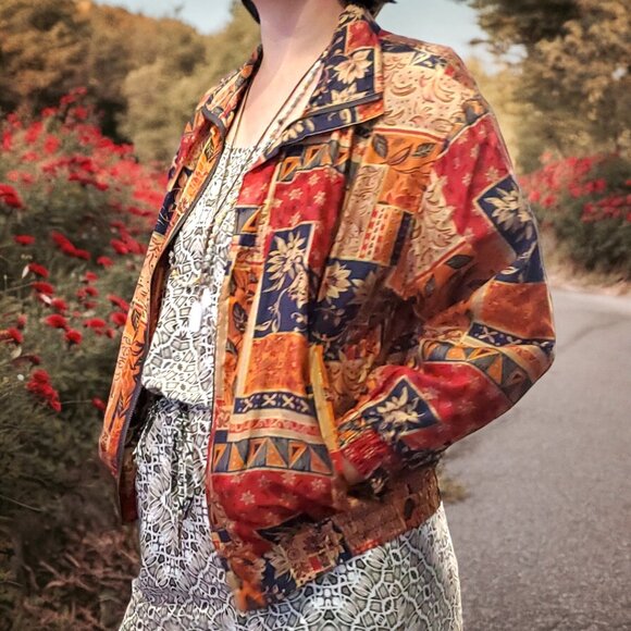 Vintage Specialty Collection 100% silk Windbreaker-Track Jacket Size S - Picture 3 of 8